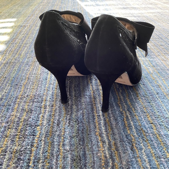Black Suede Bow Heels - Picture 5 of 6